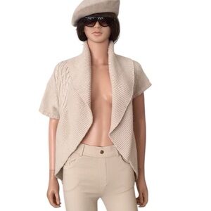 Shae open cream acrylic wool alpaca cardigan cable woven sweater